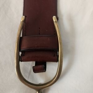 Ralph Lauren Brown Leather Belt with Brass Stirrup Buckle